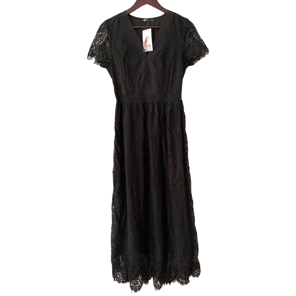 Black lace maxi dress